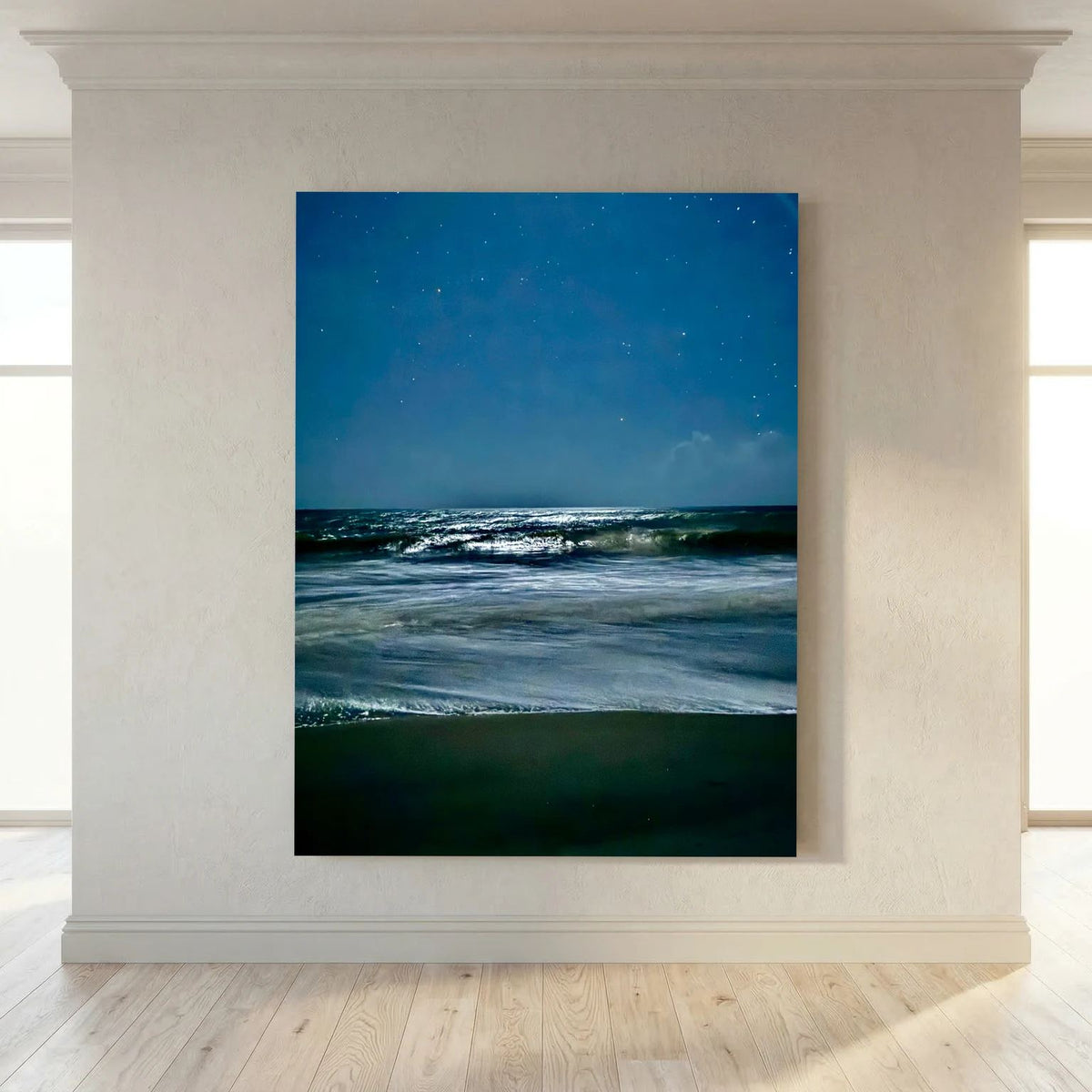 Night sky over the waves 