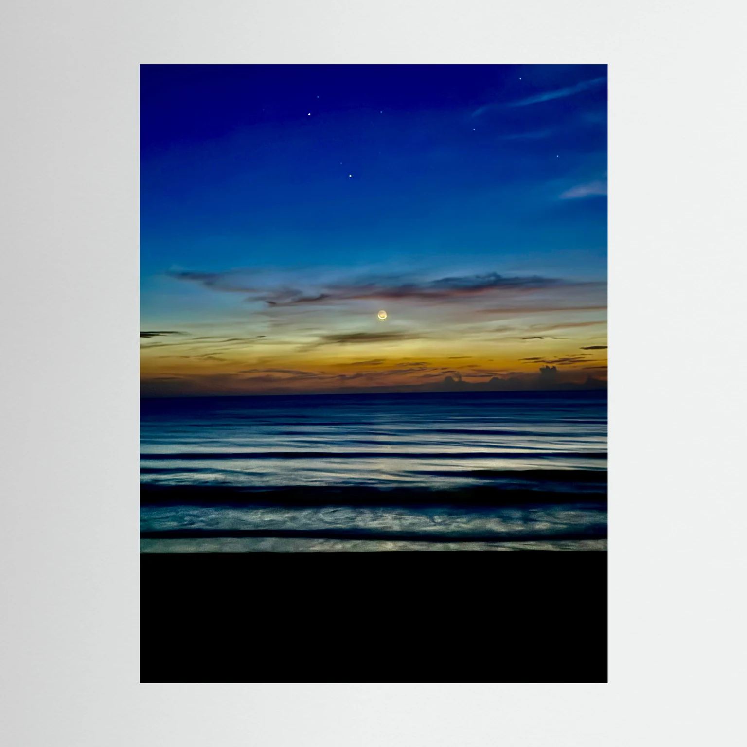 Night Moon Over the Ocean