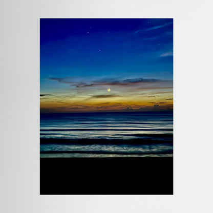 Night Moon Over the Ocean